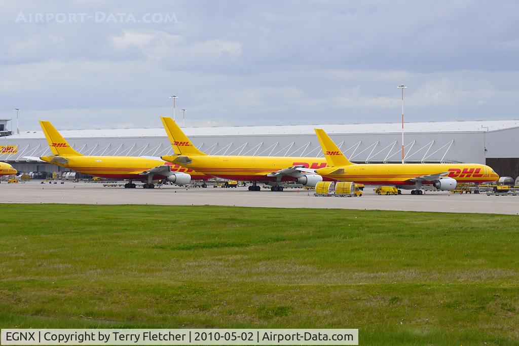 Nottingham East Midlands Airport, East Midlands, England United Kingdom (EGNX) - The DHL Freight ramp at East Midlands