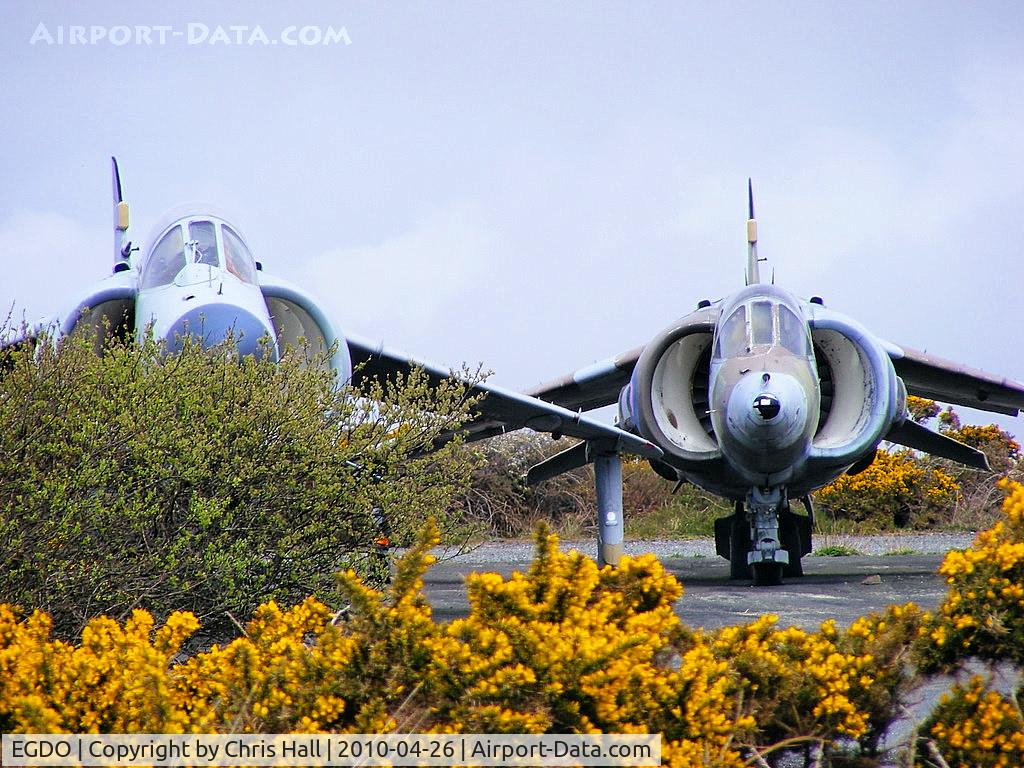 RNAS Predannack Airport, Mullion, England United Kingdom (EGDO) - BAe Harrier's at the Royal Naval School of Fire Fighting, Predannack Airfield, Cornwall