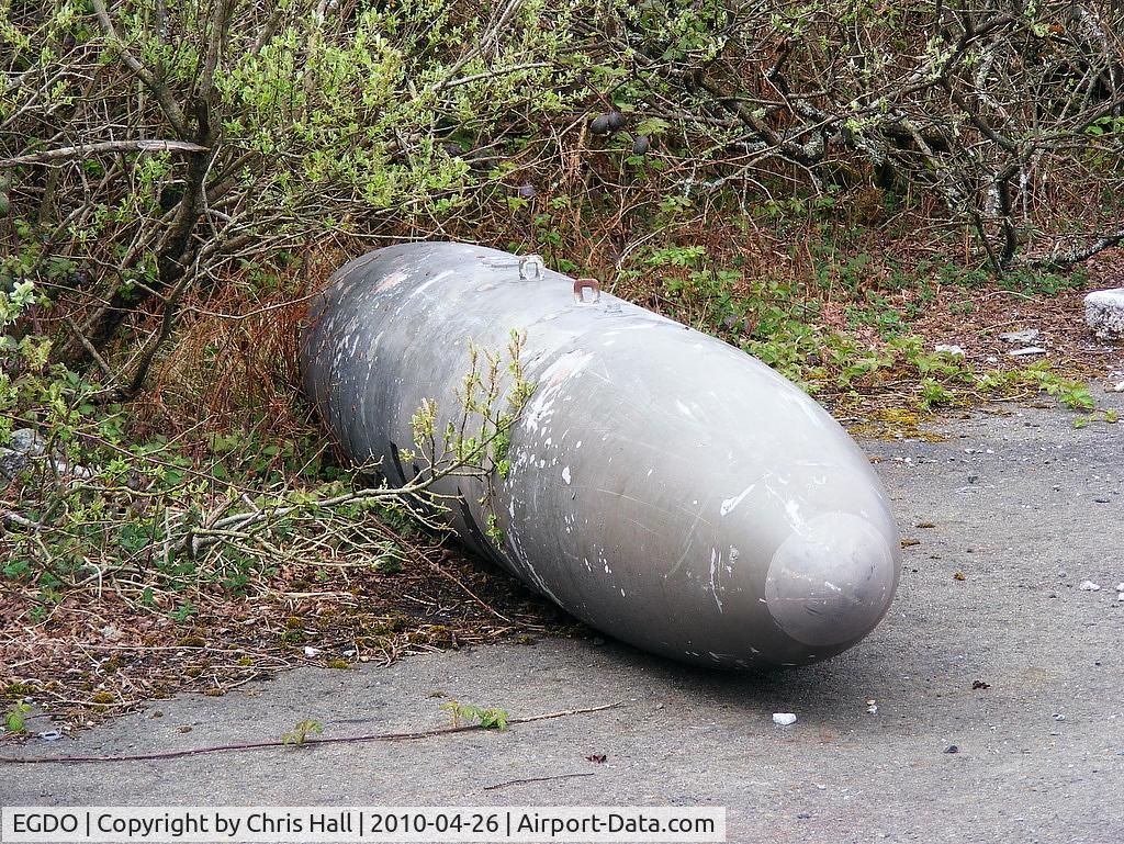 RNAS Predannack Airport, Mullion, England United Kingdom (EGDO) - Harrier drop tank at the Royal Naval School of Fire Fighting, Predannack Airfield, Cornwall