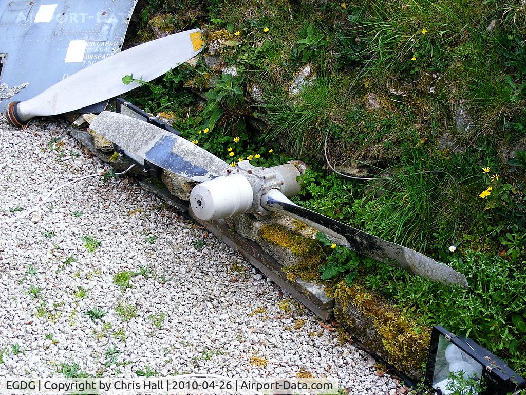 Newquay Cornwall International Airport / RAF St. Mawgan, Newquay, England United Kingdom (EGDG) - Prop in the garden at 