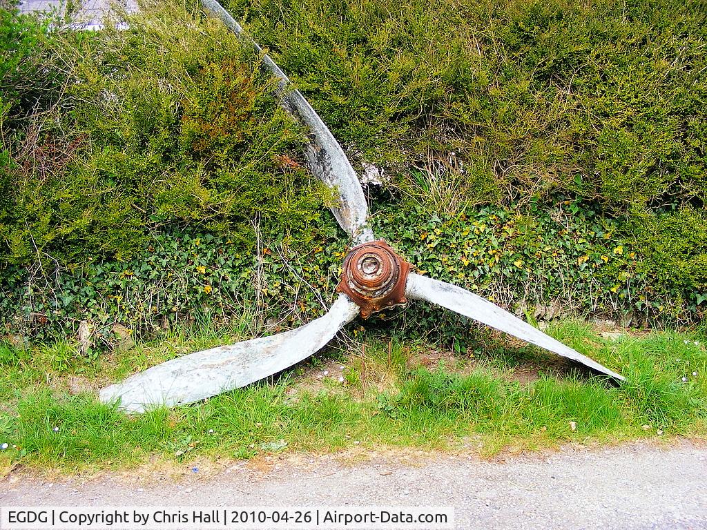 Newquay Cornwall International Airport / RAF St. Mawgan, Newquay, England United Kingdom (EGDG) - Prop in the garden at 
