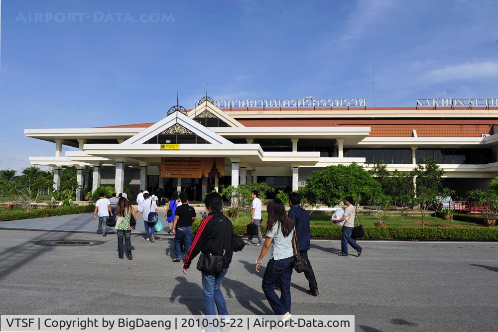 VTSF Airport - Nakorn Srithammarat International Airport, arrival passengers are walking into Airport Building.
