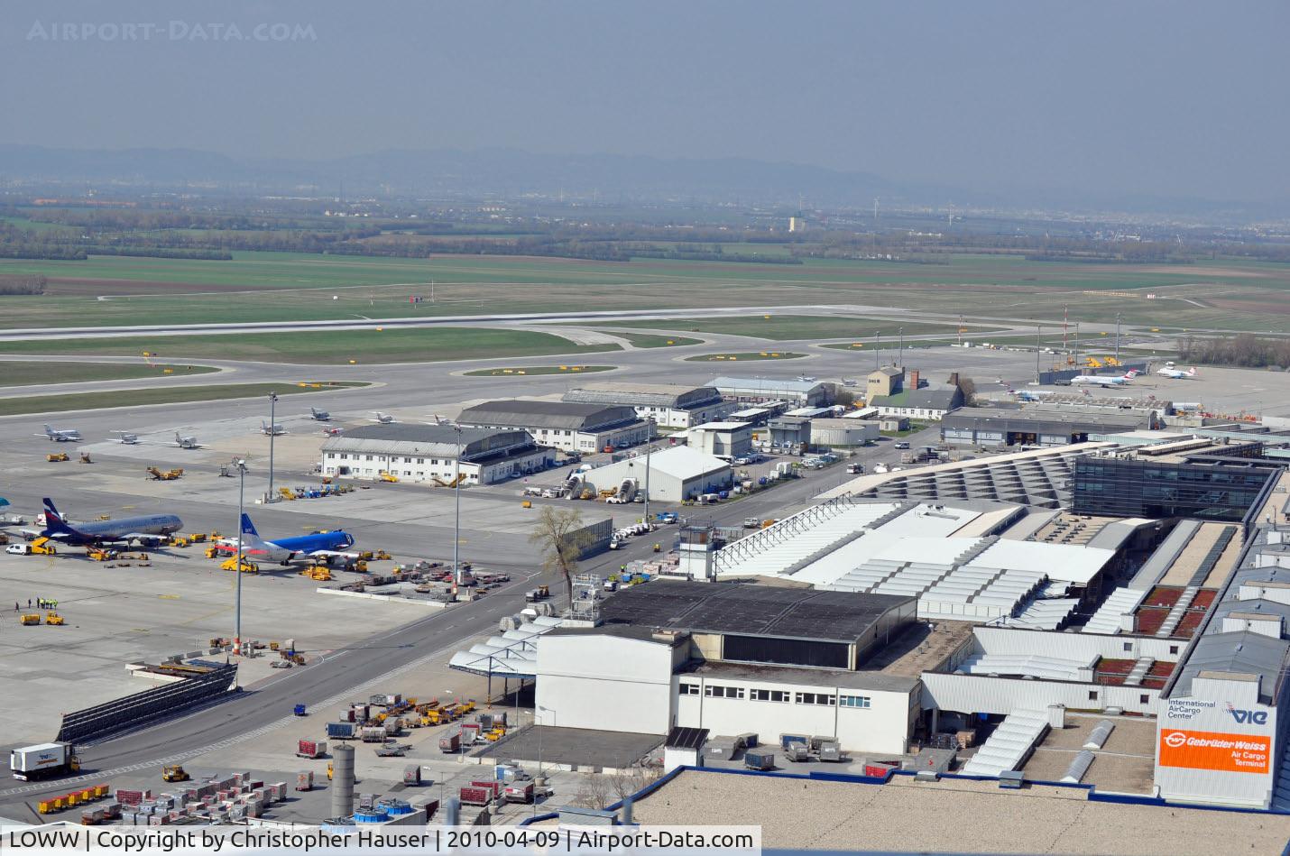 Vienna International Airport, Vienna Austria (LOWW) - Tower view to the GAC East and the Cargo Center