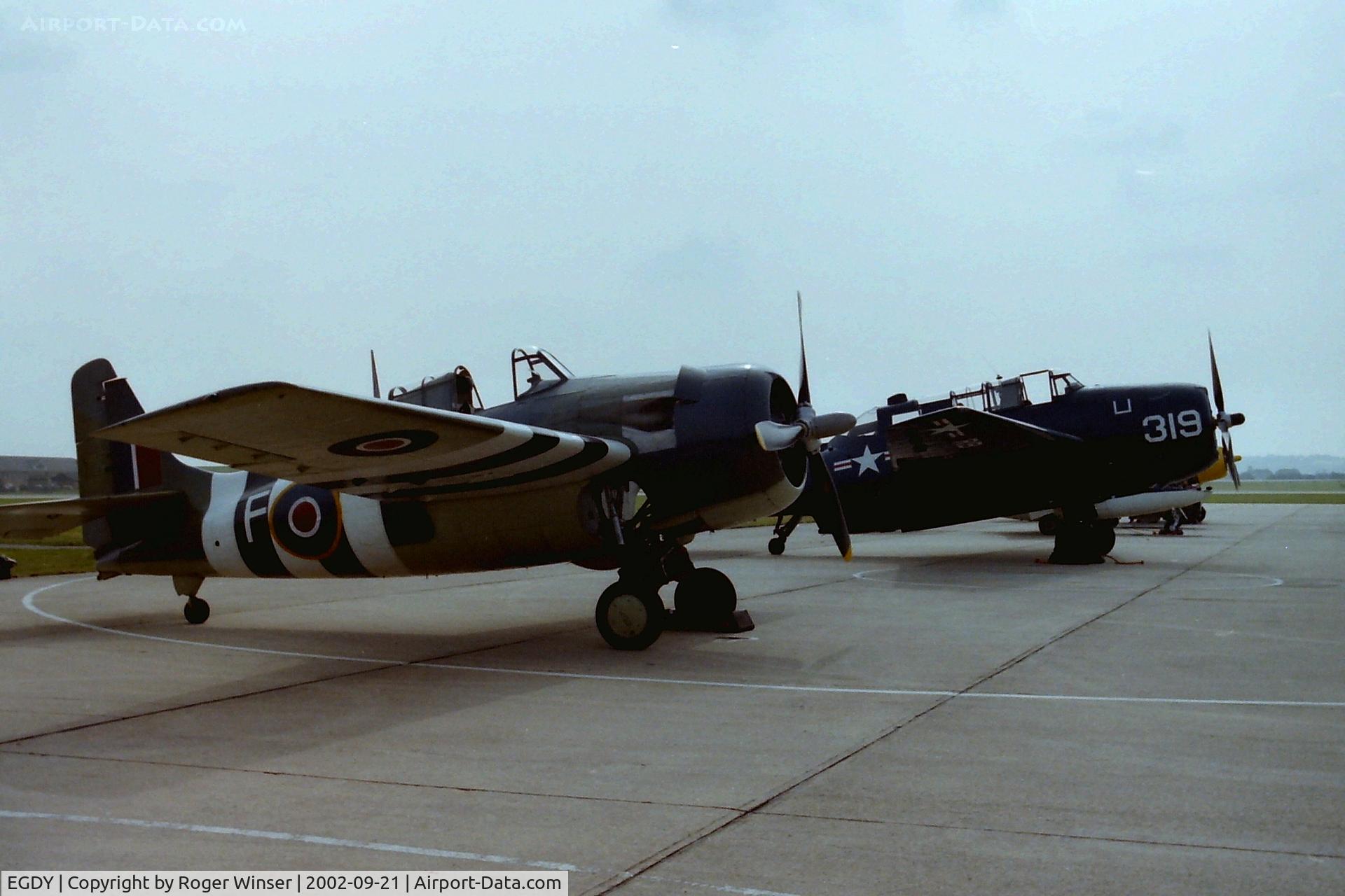 RNAS Yeovilton Airport, Yeovil, England United Kingdom (EGDY) - Classic Grumman naval pair on display at RNAS Yeovilton (HMS Heron) Air Day 2002