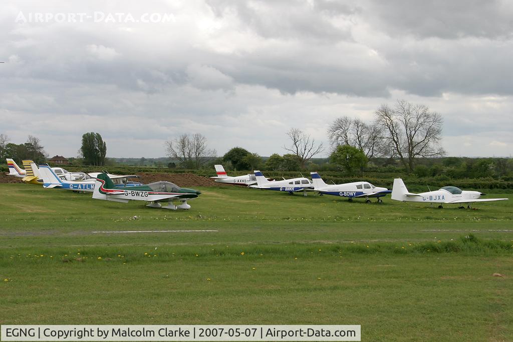 EGNG Airport - The aircraft park at Bagby Airfield, North Yorkshire, on the south side of the runway. May 2007.