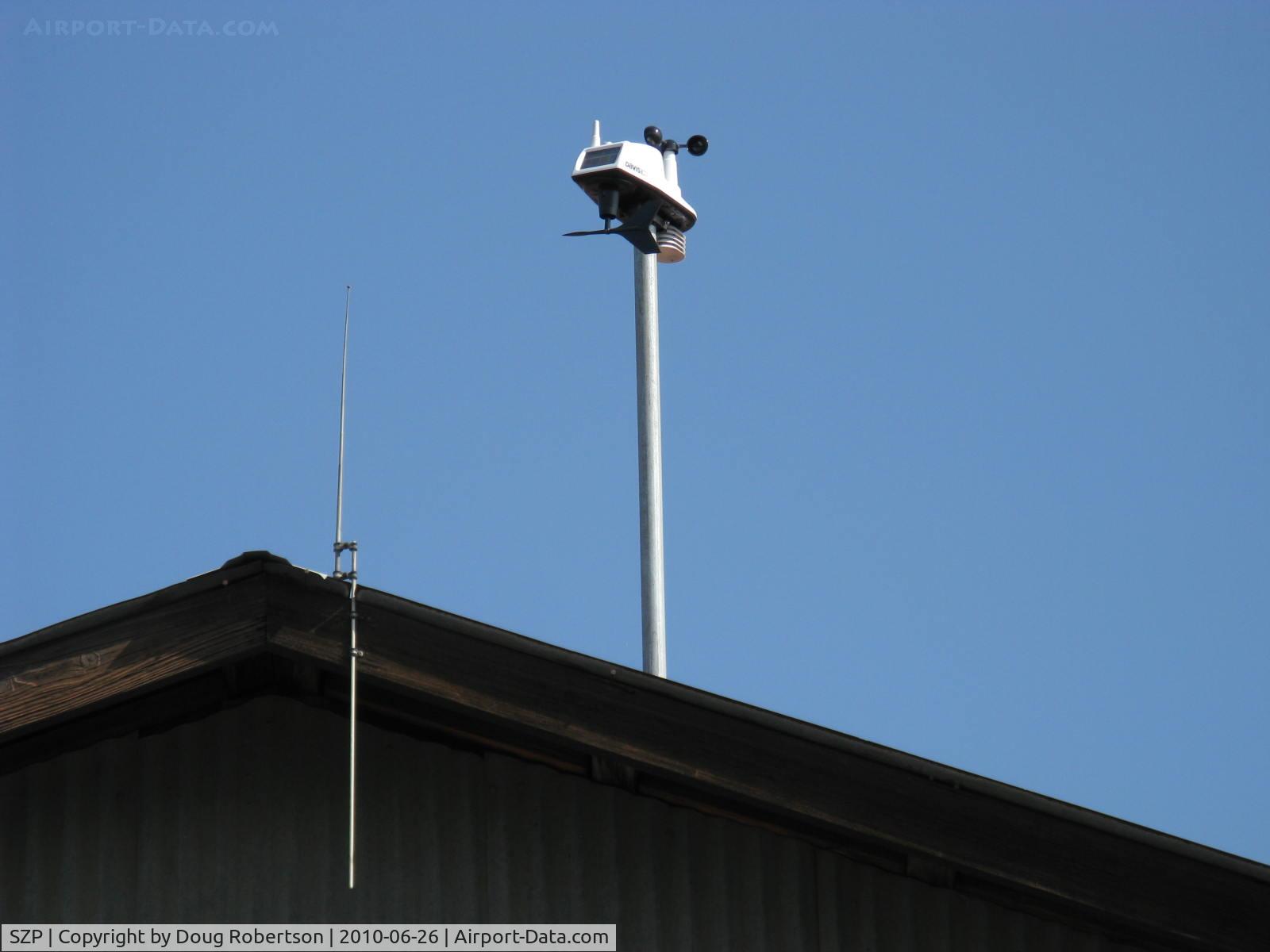 Santa Paula Airport (SZP) - Weather Station multi-sensor/transmitter on hangar-solar powered
