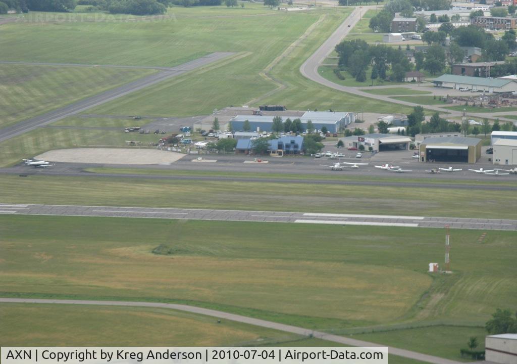 Chandler Field Airport (AXN) - The view of Alexandria's ramp from a Travel Air 6000.