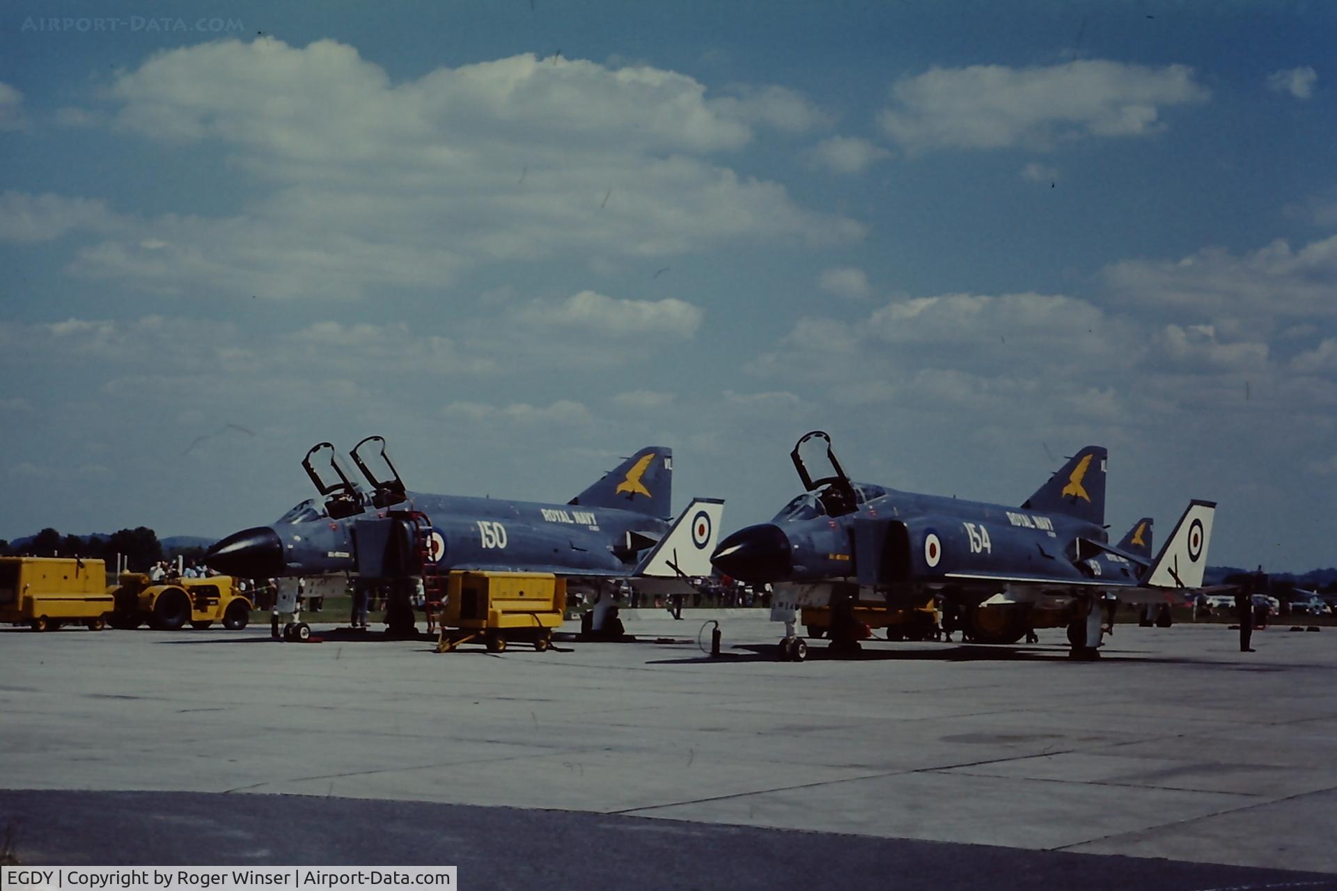 RNAS Yeovilton Airport, Yeovil, England United Kingdom (EGDY) - Phantom FG.1 aircraft of 767 NAS on the apron at RNAS Yeovilton (HMS Heron) Air Day in the 1970's