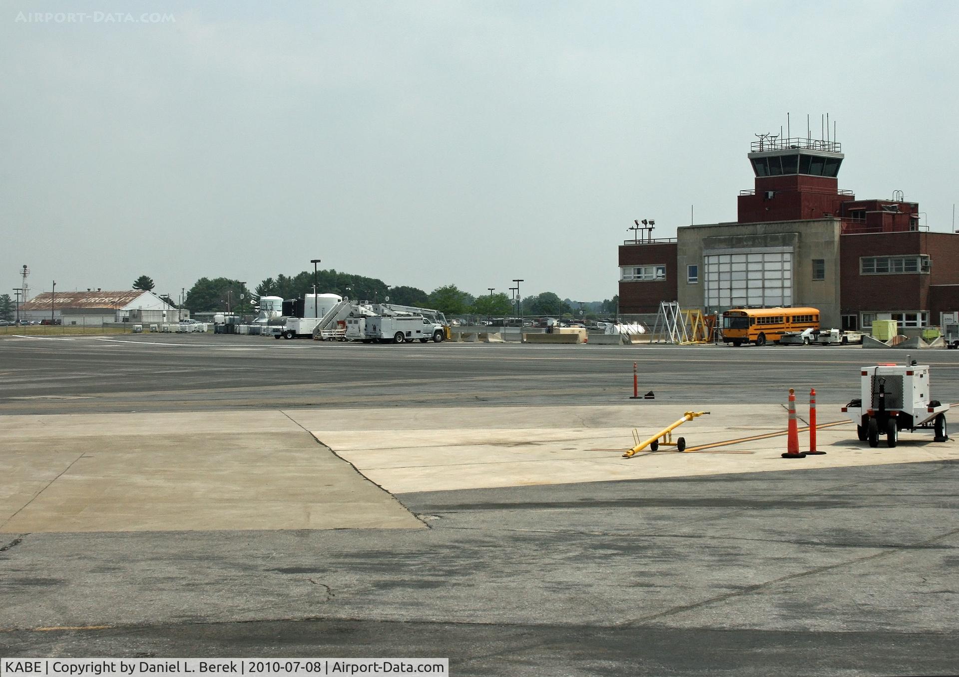 Lehigh Valley International Airport (ABE) - This is the old control tower and main building, now used for other purposes.  To the left is the old general aviation ramp.