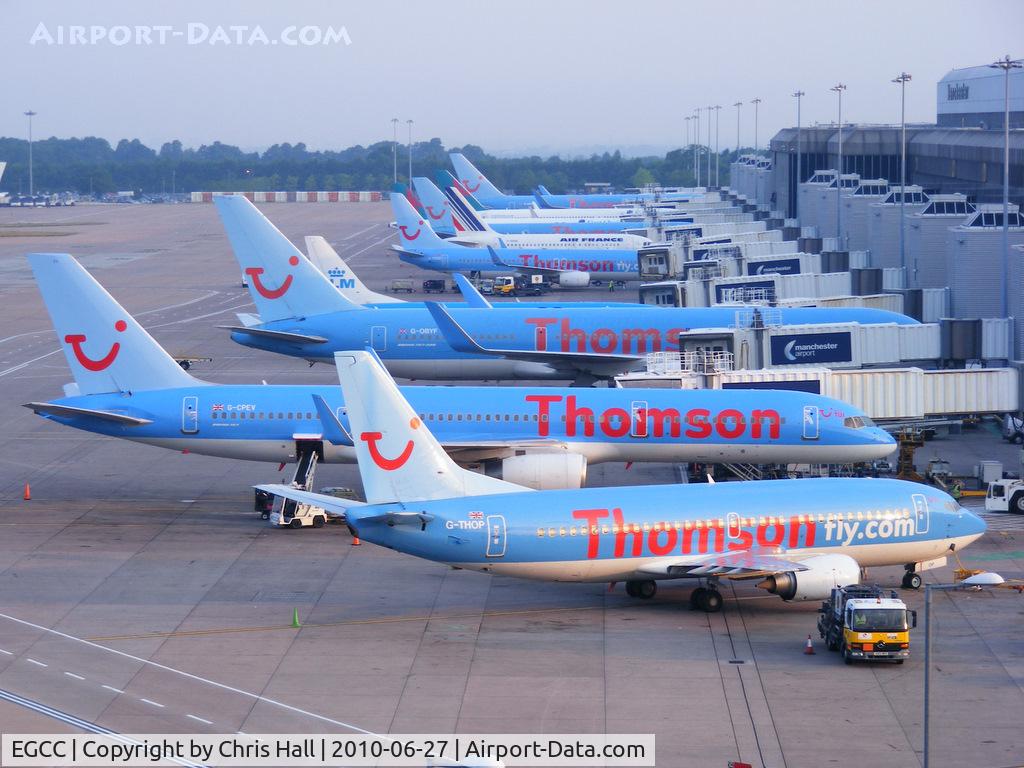 Manchester Airport, Manchester, England United Kingdom (EGCC) - Thomson dominating Terminal 2 at Manchester Airport