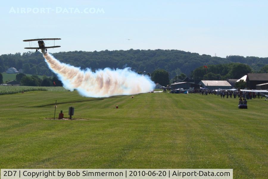 Beach City Airport (2D7) - A little smoke show during Father's Day breakfast fly-in at Beach City, Ohio.