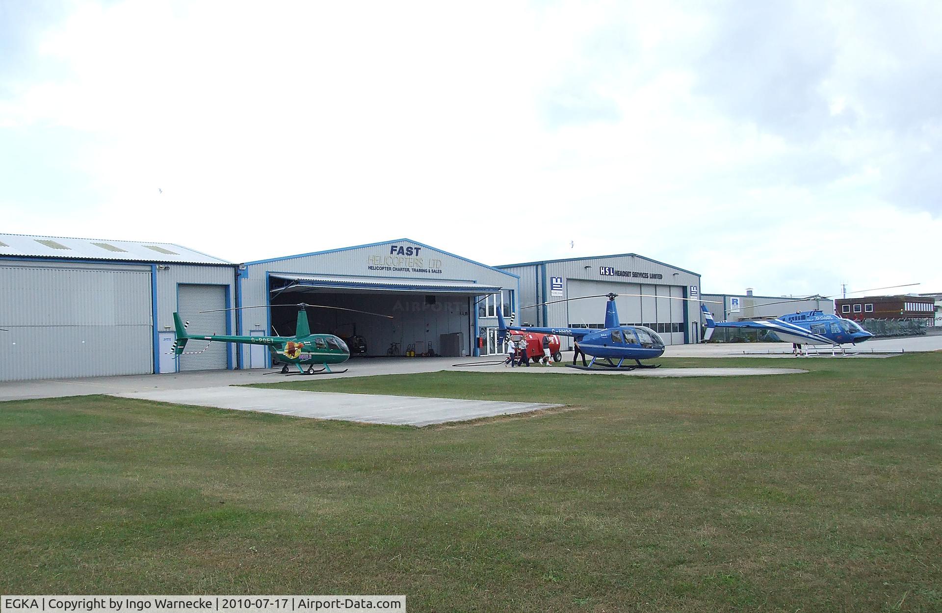 Shoreham Airport, Shoreham United Kingdom (EGKA) - Shoreham (Brighton city) airport - the helicopter hangars in the eastern part