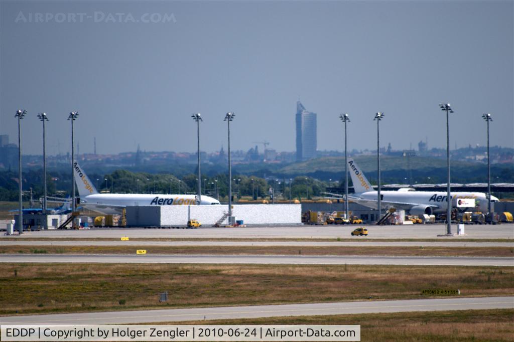 Leipzig/Halle Airport, Leipzig/Halle Germany (EDDP) - View over 08R/26L to the AeroLogic corner and to Leipzig skyline.
