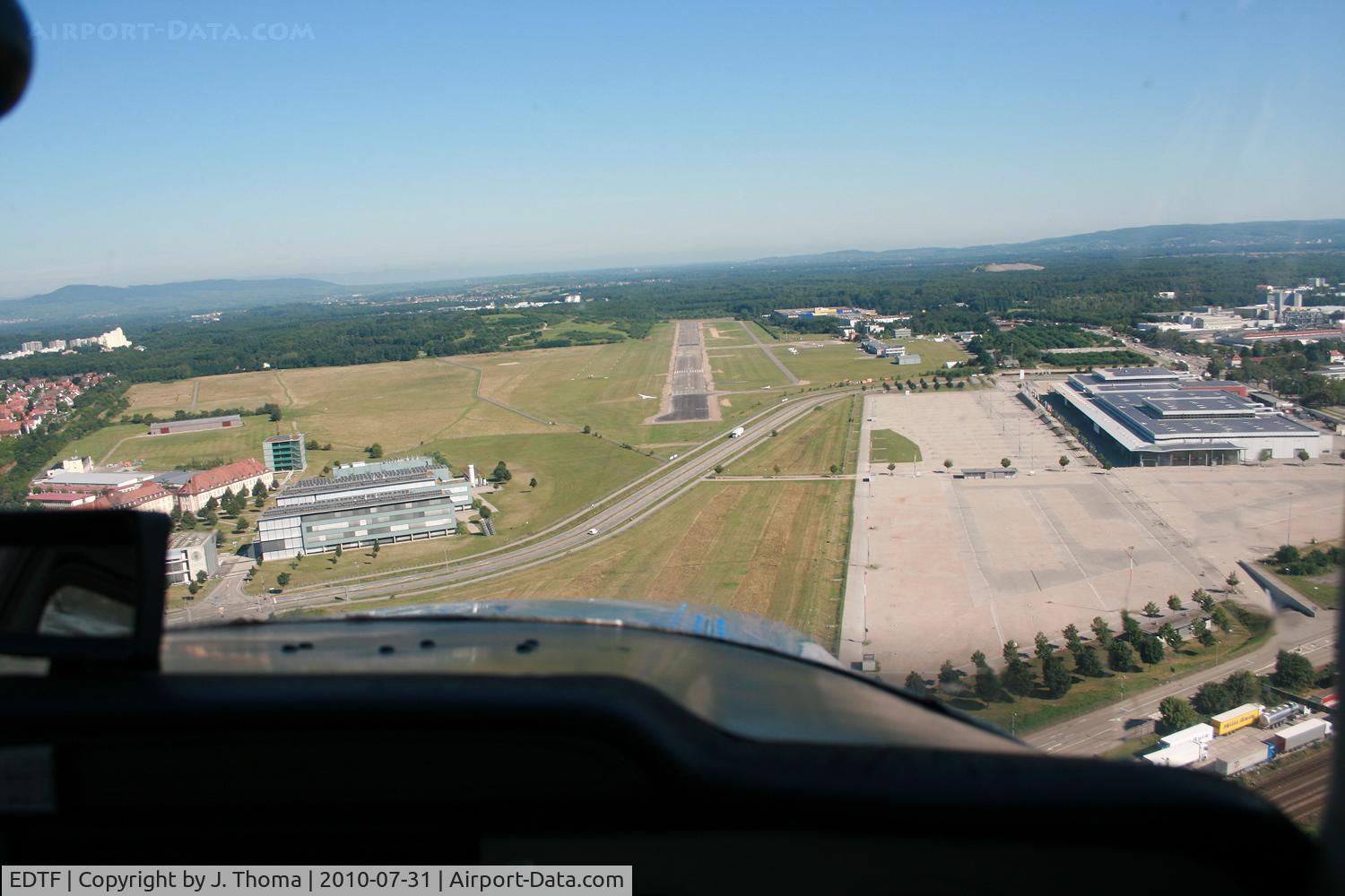 Flugplatz Freiburg Airfield Airport, Freiburg/Breisgau, Baden-Württemberg Germany (EDTF) - short final, taken from Cessna 150, D-ECIY