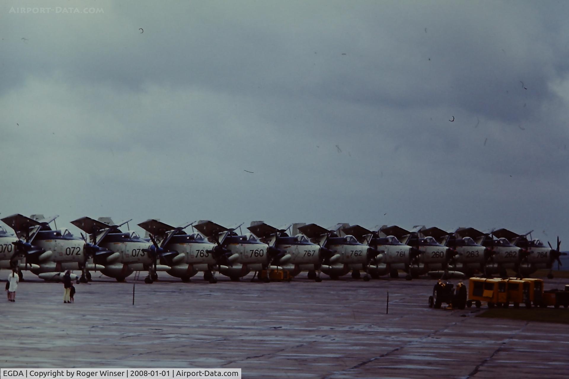 EGDA Airport - Line up of 849 NAS AEW Gannets at the RNAS Brawdy Naval Air Day, Pembrokeshire, Wales in 1969.