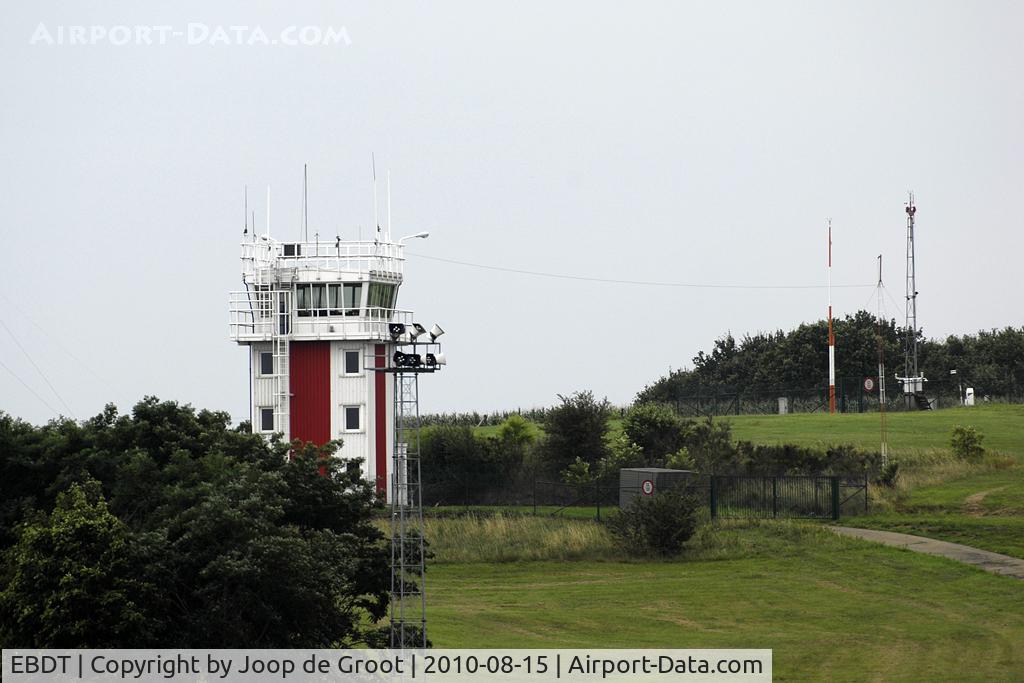 EBDT Airport - The mighty Diest control tower overseeing the grass field.