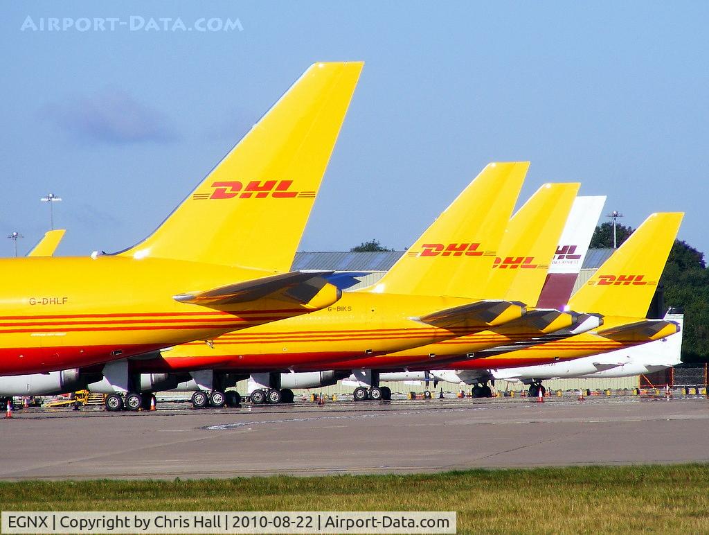 Nottingham East Midlands Airport, East Midlands, England United Kingdom (EGNX) - on the DHL apron at East Midlands Airport
