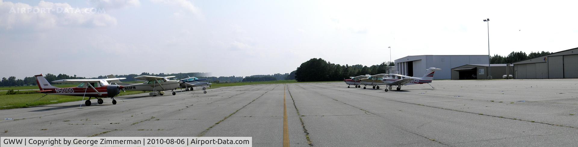 Wayne Executive Jetport Airport (GWW) - Aircracft Parking and south hangers at Goldsboro-Wayne