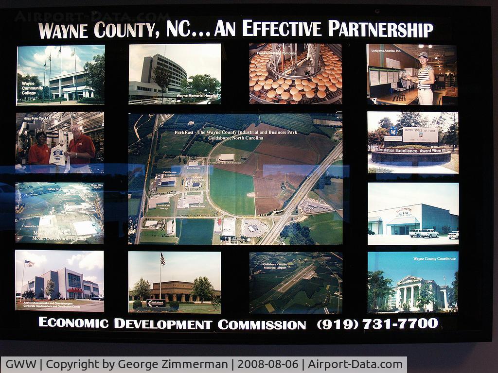 Wayne Executive Jetport Airport (GWW) - Greetings Display inside Goldsboro-Wayne Terminal lobby