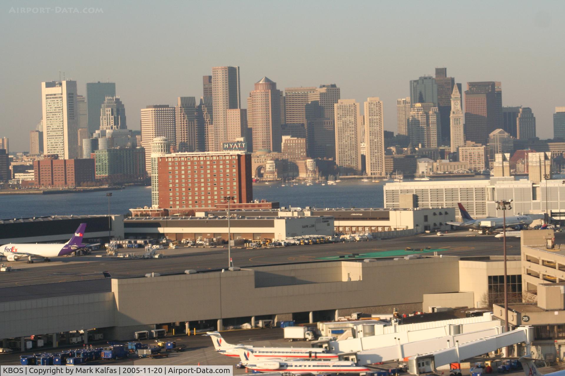 General Edward Lawrence Logan International Airport (BOS) - Morning shot of downtown Boston and KBOS while departing 22R KBOS.