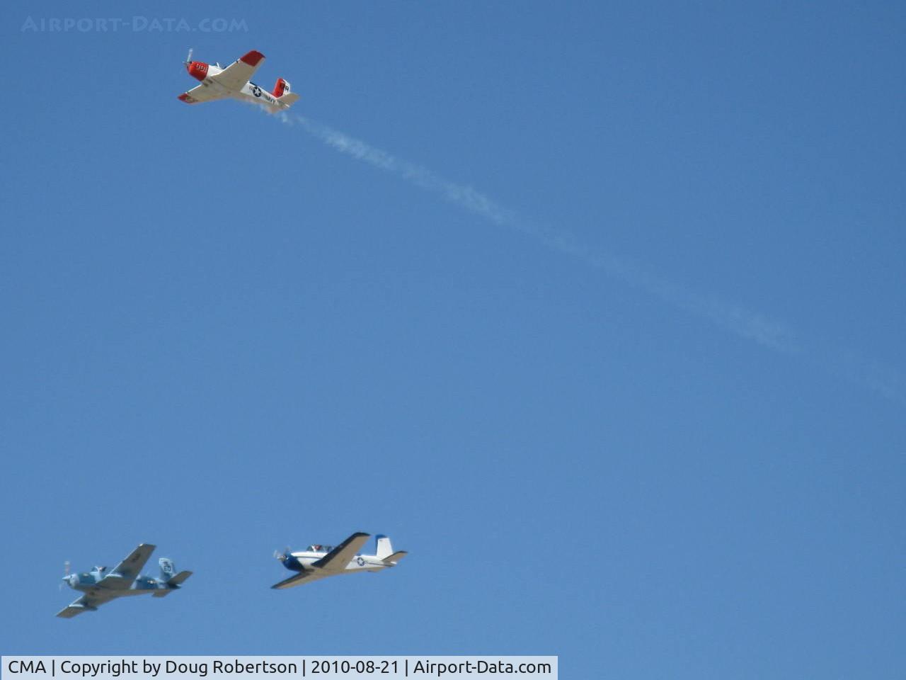 Camarillo Airport (CMA) - Three Beech T-34 MENTORS Missing Man Tribute Formation, Wings Over Camarillo 2010