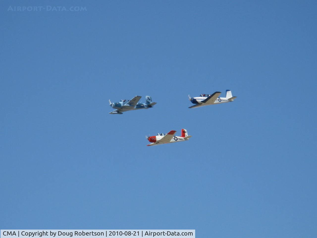 Camarillo Airport (CMA) - Three Beech T-34 MENTORS Formation Flight