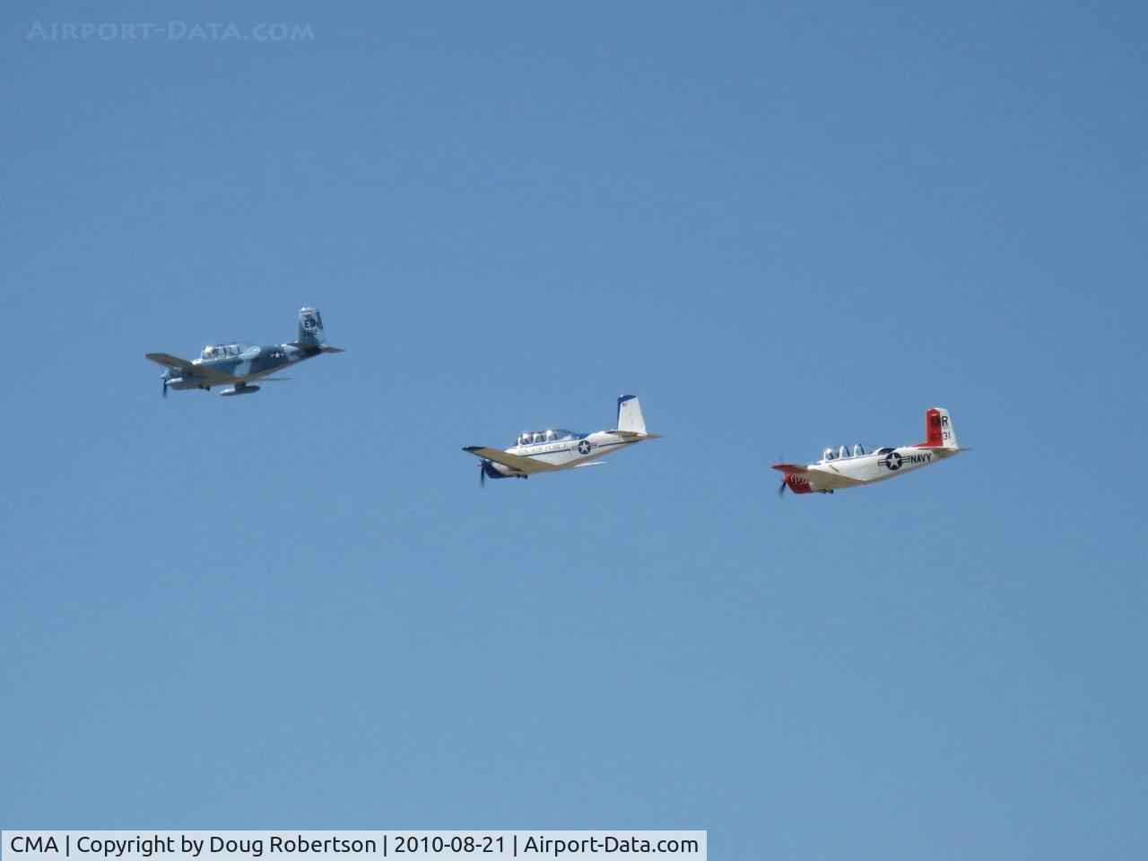 Camarillo Airport (CMA) - Three Beech T-34 MENTORS Formation Flight