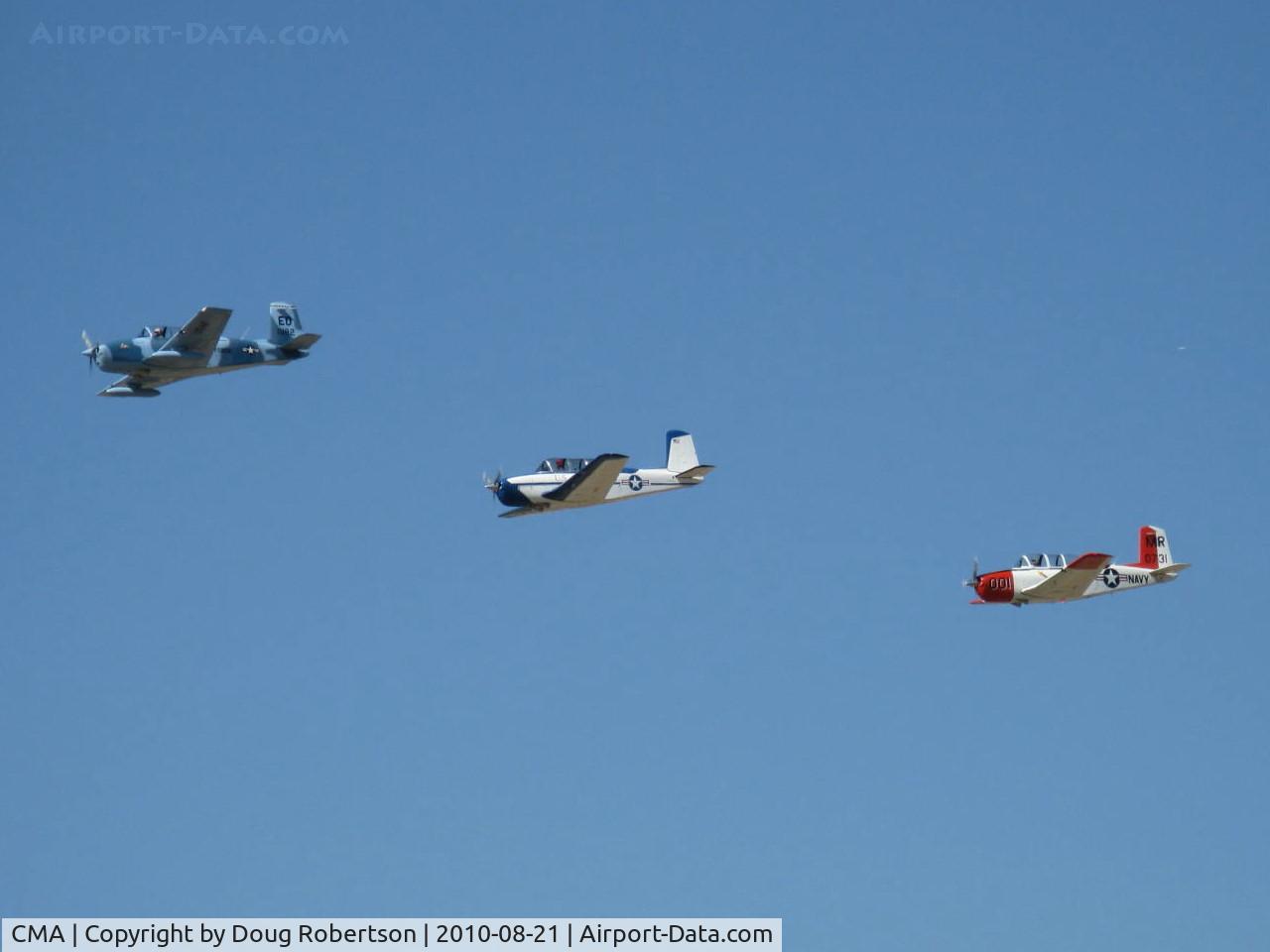 Camarillo Airport (CMA) - Three Beech T-34 MENTORS Formation Flight