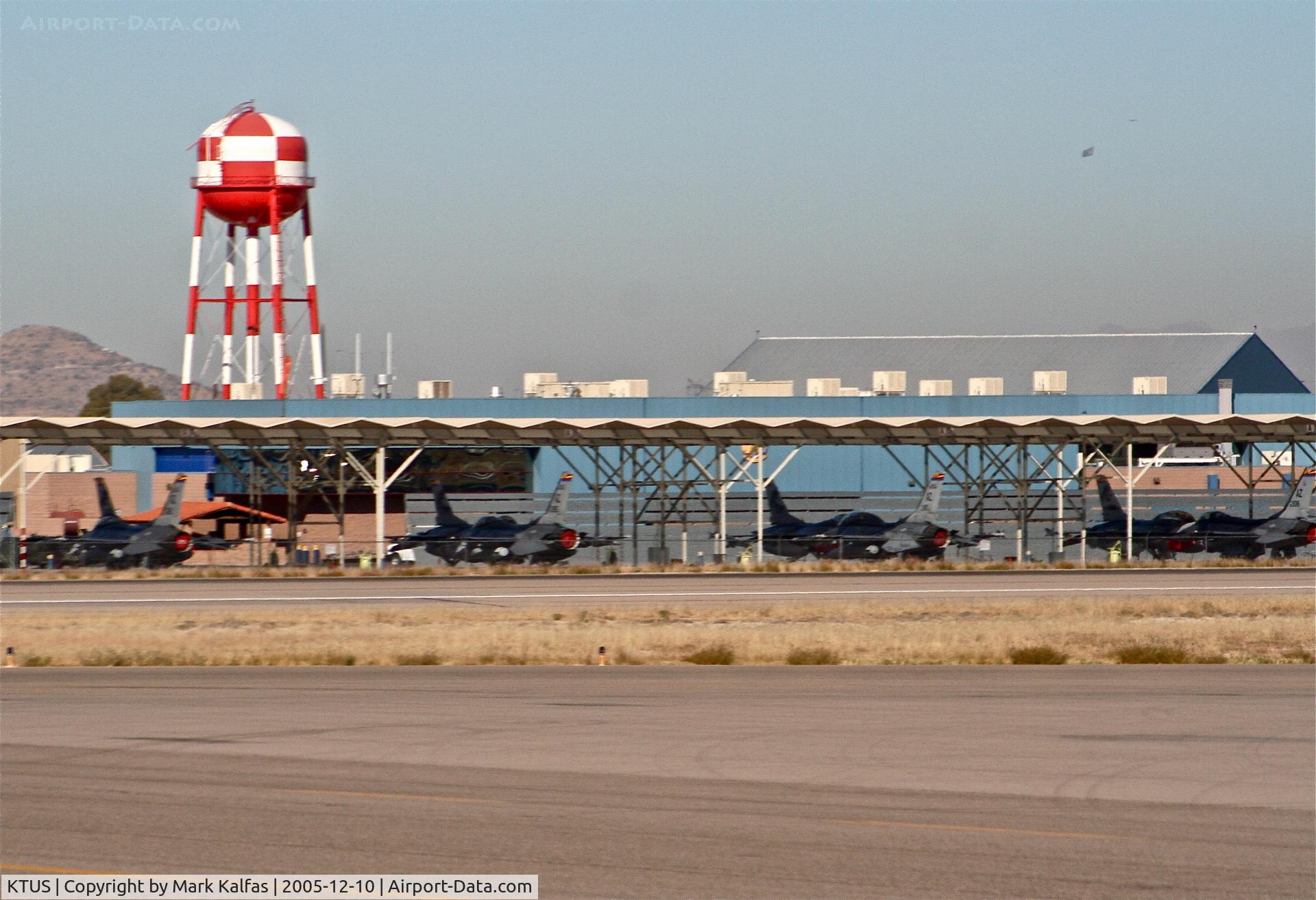 Tucson International Airport (TUS) - The 162nd Fighter Wing, Arizona ANG hangars and a bunch of F-16's.
