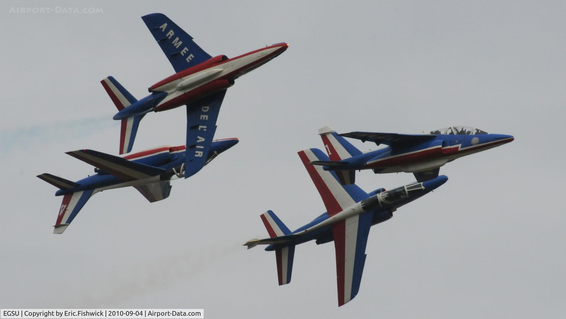 Duxford Airport, Cambridge, England United Kingdom (EGSU) - Alpha Jet x 8 - FAF Patrouille de France, Base Aerienne Salon at IWM Duxford Battle of Britain Air Show Sep. 2010 