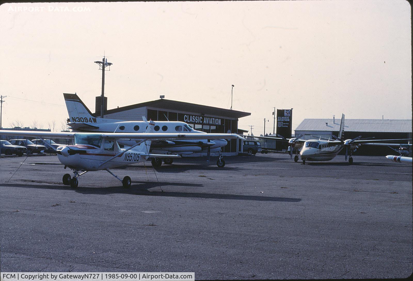 Flying Cloud Airport (FCM) - In 1985, this was the oldest building (other than hangars) at FCM. The old Nelson-Ryan flight school was here, followed by FTC in the late '70s thru early 80s. It became Classic Aviation in 1983. Torn down in mid-90s. East side of FCM across from Flying C