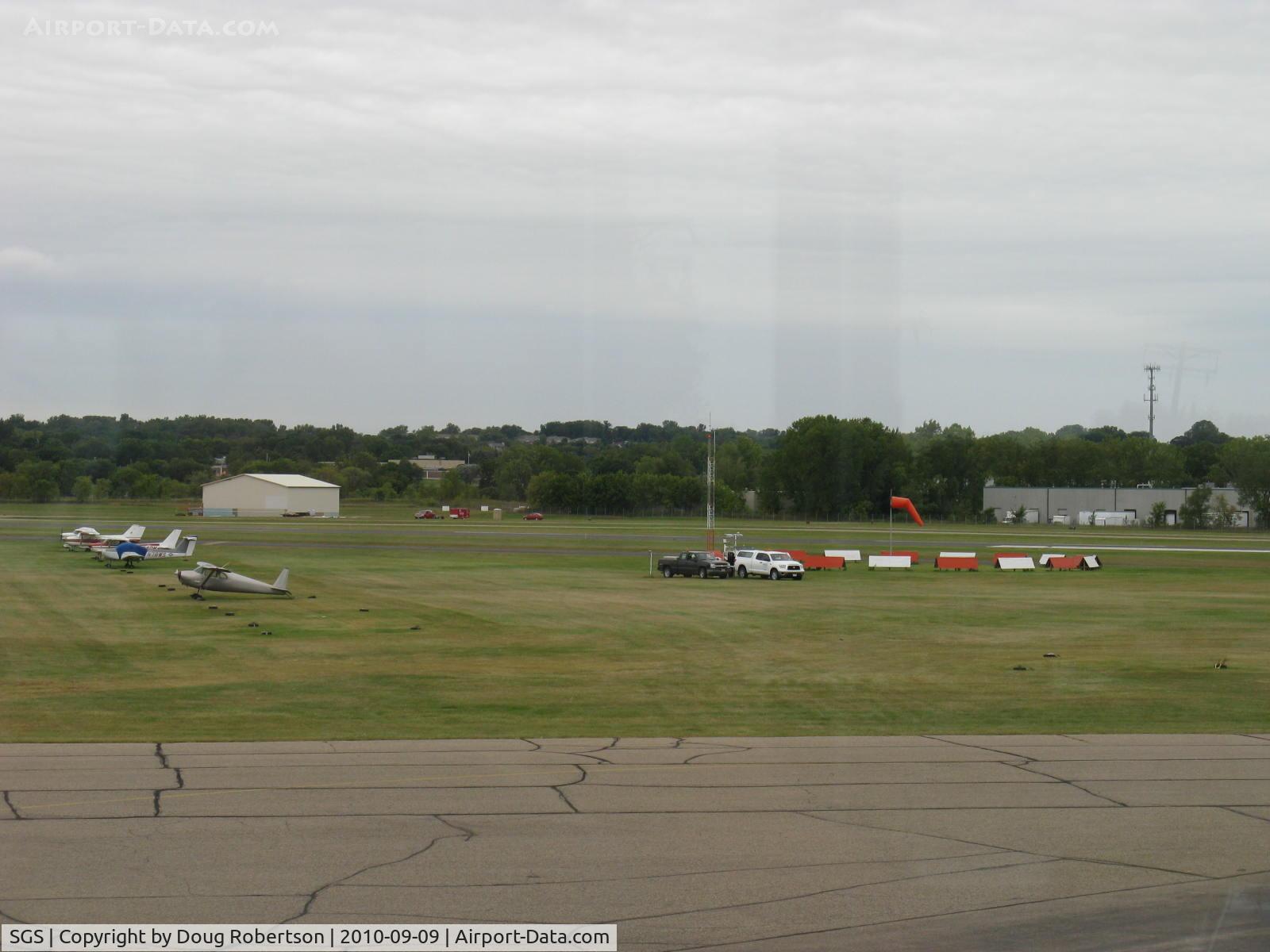 South St Paul Muni-richard E Fleming Fld Airport (SGS) - Single runway 16-34 overview, looking south from Terminal, taxiway in foreground