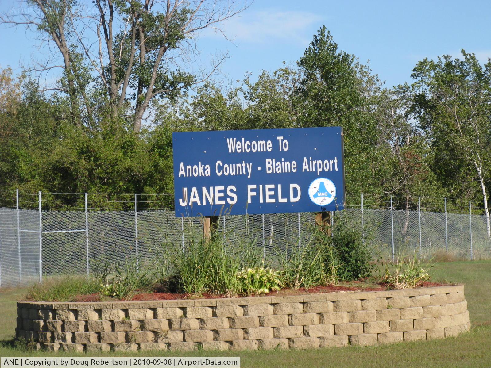 Anoka County-blaine Arpt(janes Field) Airport (ANE) - Anoka County-Blaine Airport (Janes Field) Entry, where I learned to fly 45 years ago when it was just Anoka County Airport-no tower, . Everything is changed.. Administered by Metropolitan Airports Commission (that's the same).