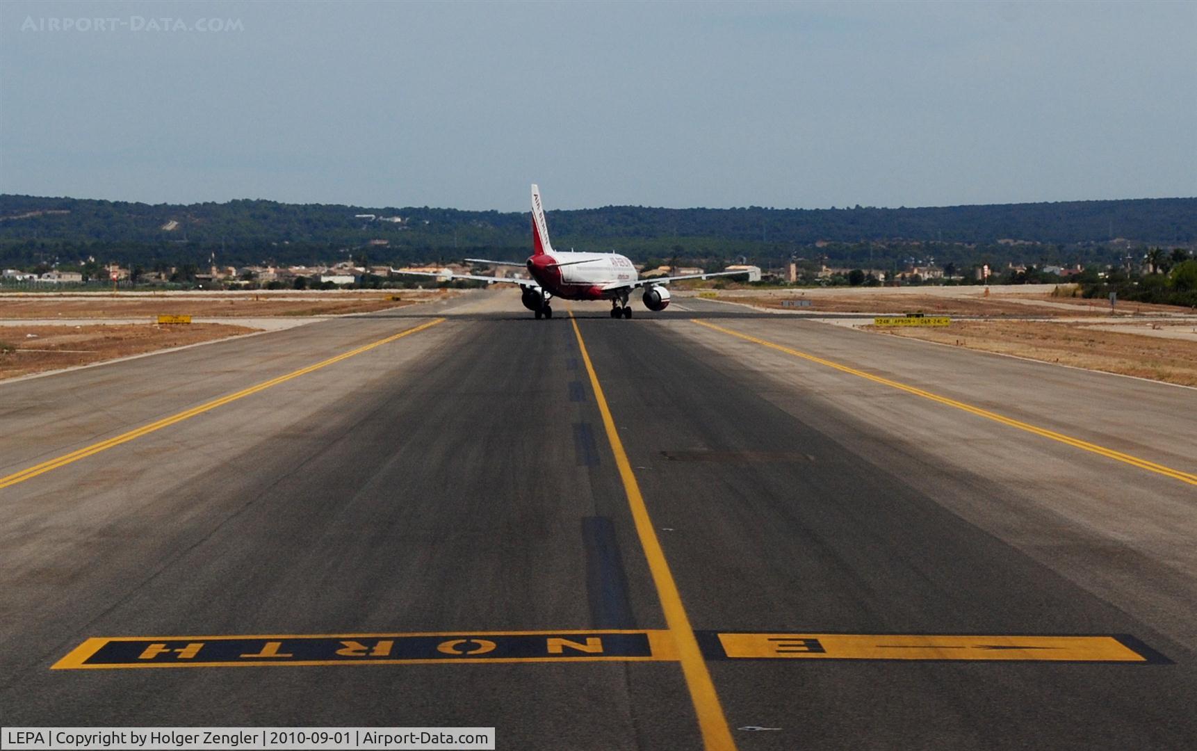 Palma de Mallorca Airport (or Son Sant Joan Airport), Palma de Mallorca Spain (LEPA) - View along runway 07L.