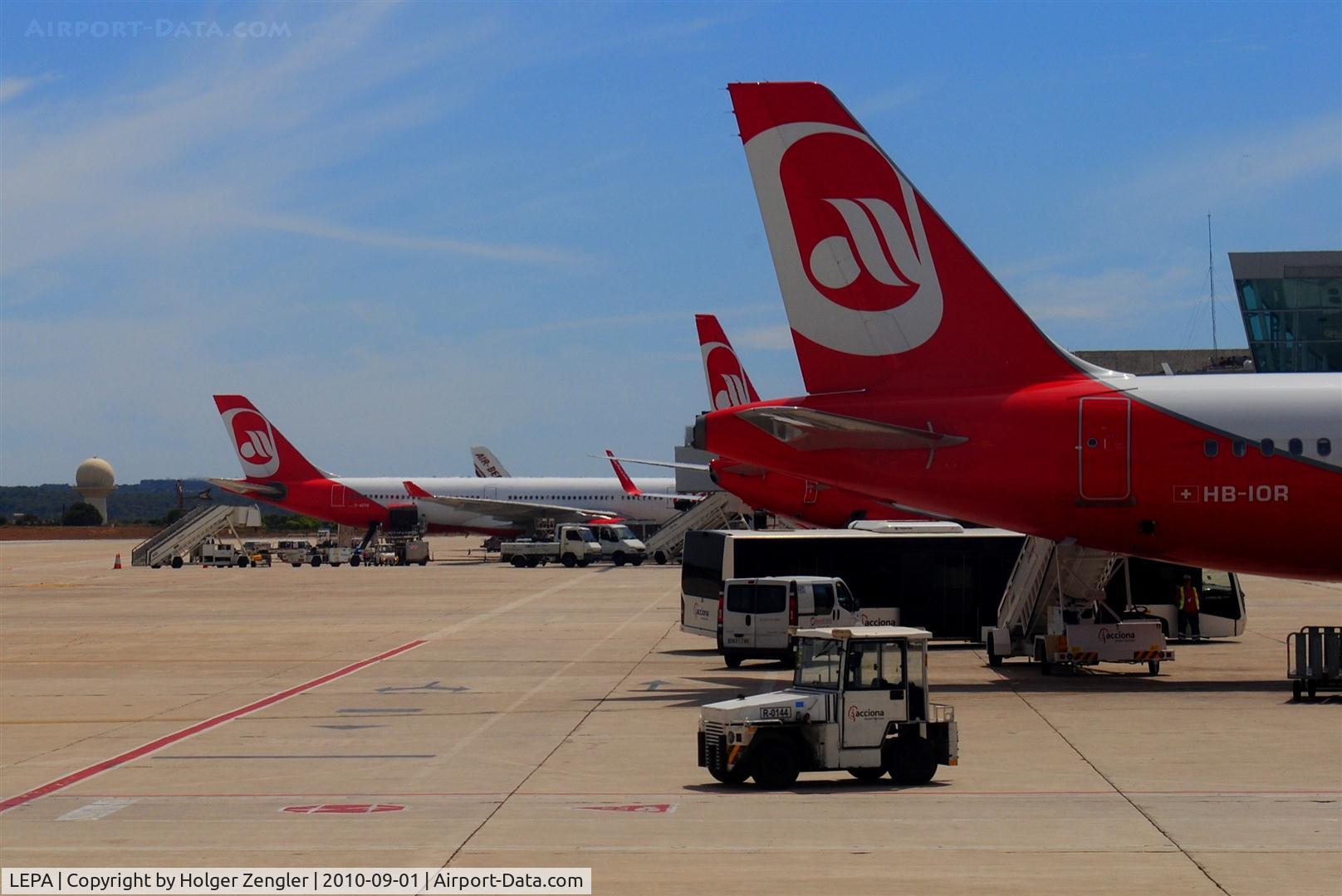 Palma de Mallorca Airport (or Son Sant Joan Airport), Palma de Mallorca Spain (LEPA) - View to papos of AirBerlin airliners...