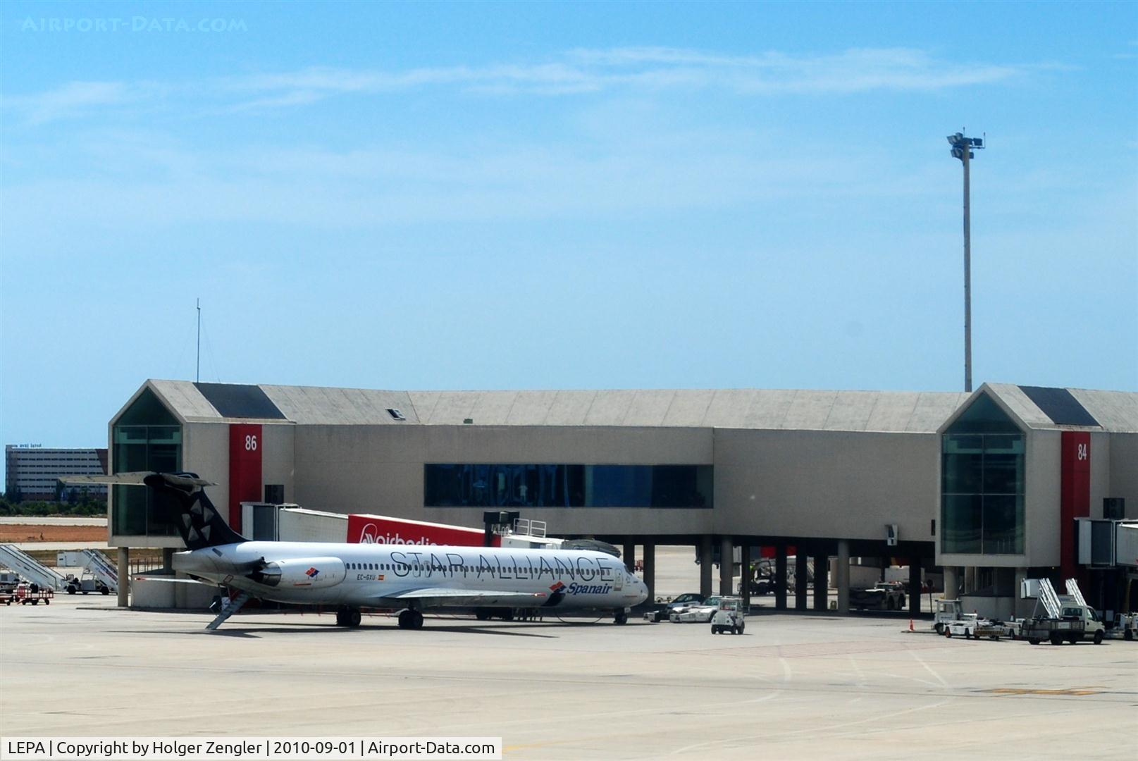 Palma de Mallorca Airport (or Son Sant Joan Airport), Palma de Mallorca Spain (LEPA) - View thru beautiful big windows to gates 84 and 86 (!)