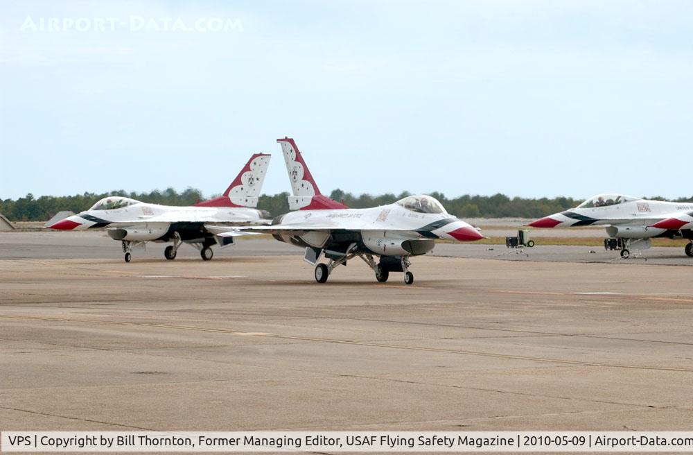 Eglin Afb Airport (VPS) - Thunderbirds 2 and 3 taxi out just before a performance at the Eglin AFB Open House, April 10, 2010. (an f-stop5.6 photo by Bill Thornton)