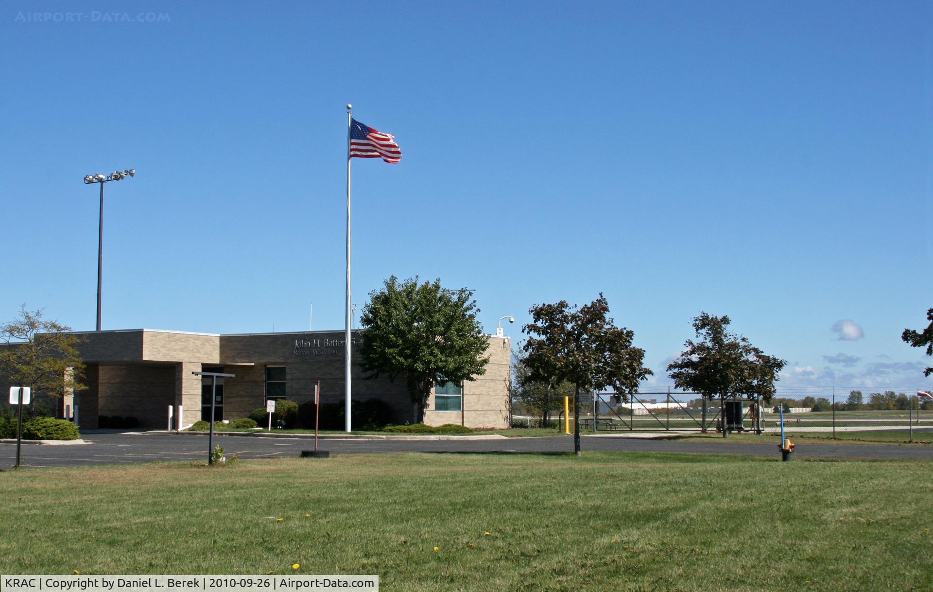 John H Batten Airport (RAC) - This is the terminal area for this regional airport.  Facing it is a large control tower; various companies have set up businesses here.