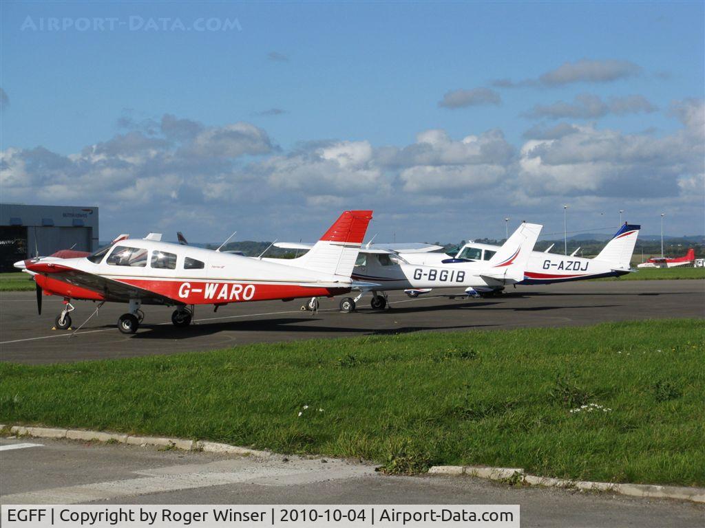 Cardiff International Airport, Cardiff, Wales United Kingdom (EGFF) - Aircraft on the general aviation apron. 