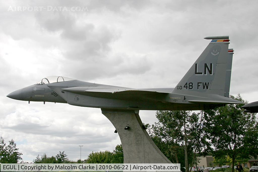 RAF Lakenheath Airport, Lakenheath, England United Kingdom (EGUL) - McDonnell Douglas F-15A Eagle. Carrying spurious markings of '92-0048', it is really '74-0131'. Carrying special marks for the 48th FW, this F-15A was previously active with the 122nd TFS, LA ANG. Located in the commemorative area at RAF Lakenheath, UK.