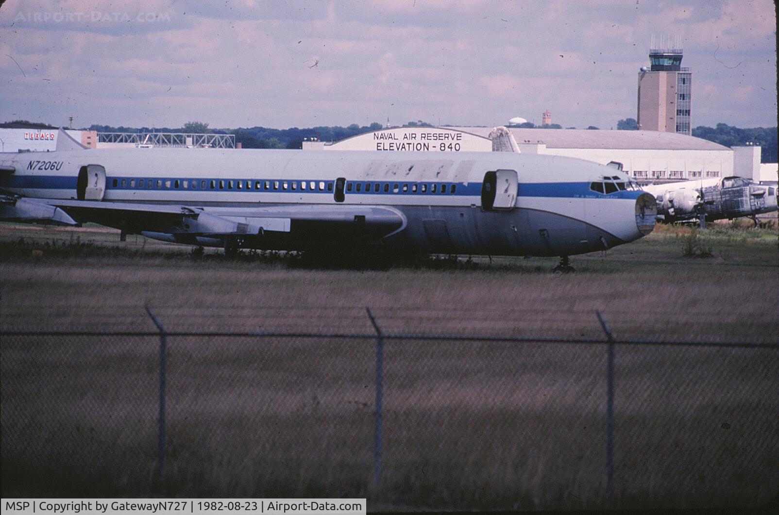 Minneapolis-st Paul Intl/wold-chamberlain Airport (MSP) - Boeing 720-022 N7206U and a retired Navy P2V Neptune resting on the west side of MSP.