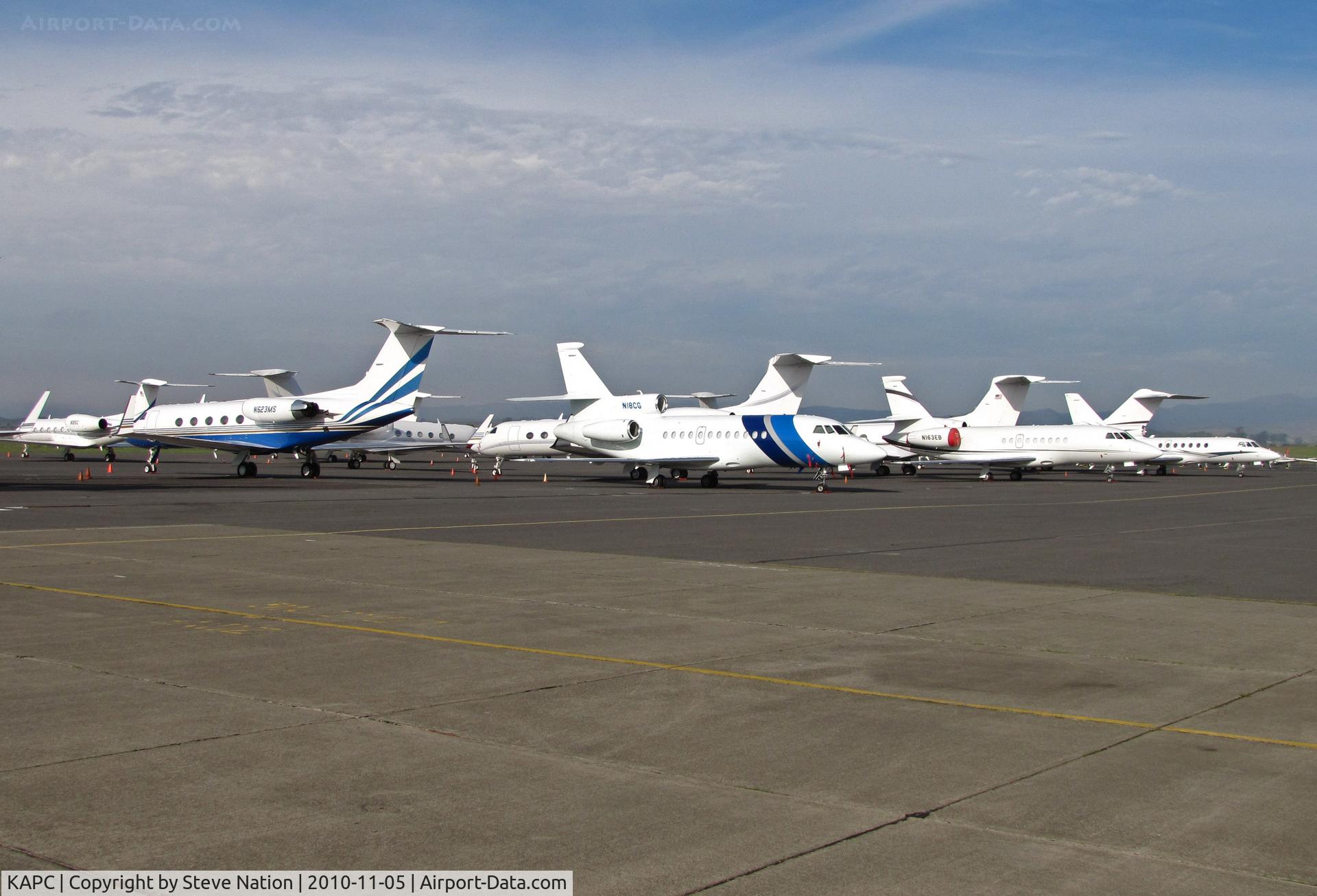 Napa County Airport (APC) - A gaggle of Gulfstreams, Global Express and Falcons on the heavy jet ramp