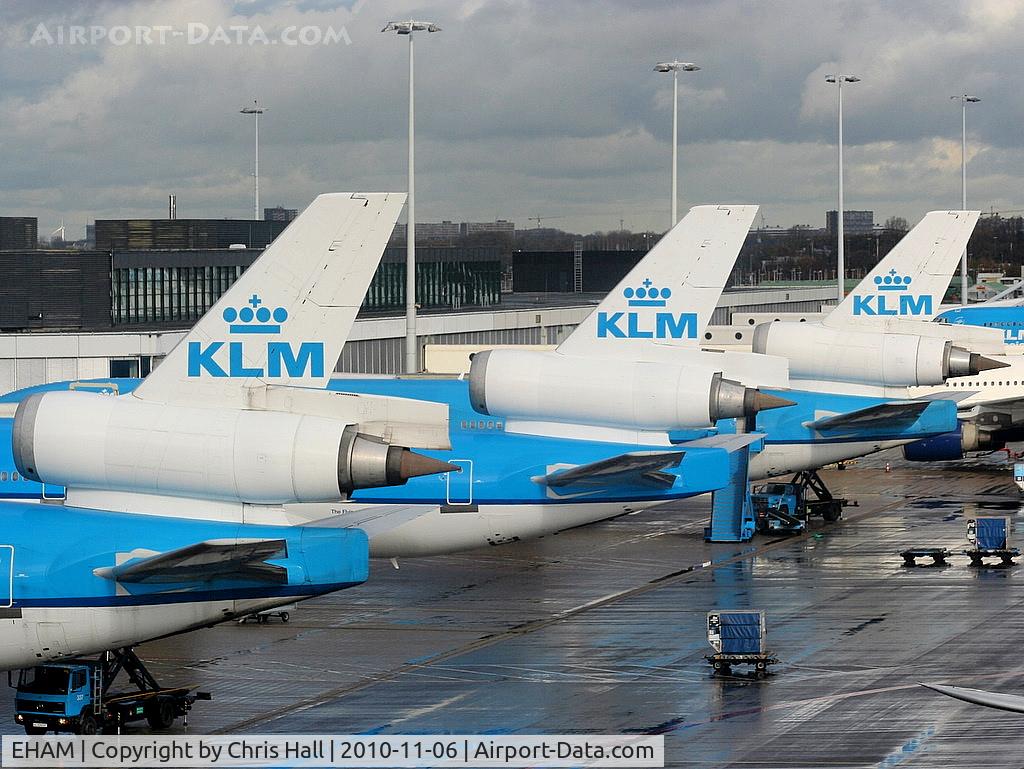 Amsterdam Schiphol Airport, Haarlemmermeer, near Amsterdam Netherlands (EHAM) - KLM MD-11's at Schipol