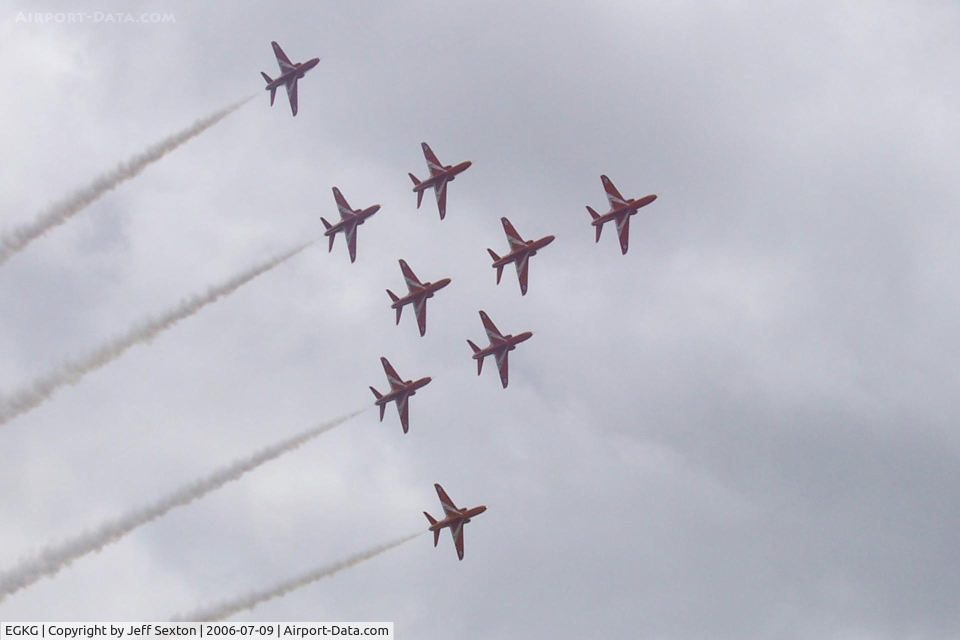 Goodwood Racecourse Heliport Airport, Goodwood Racecourse, England United Kingdom (EGKG) - RAF Red Arrows Display Team at Goodwood Festival of Speed. BAe Hawk Aircraft