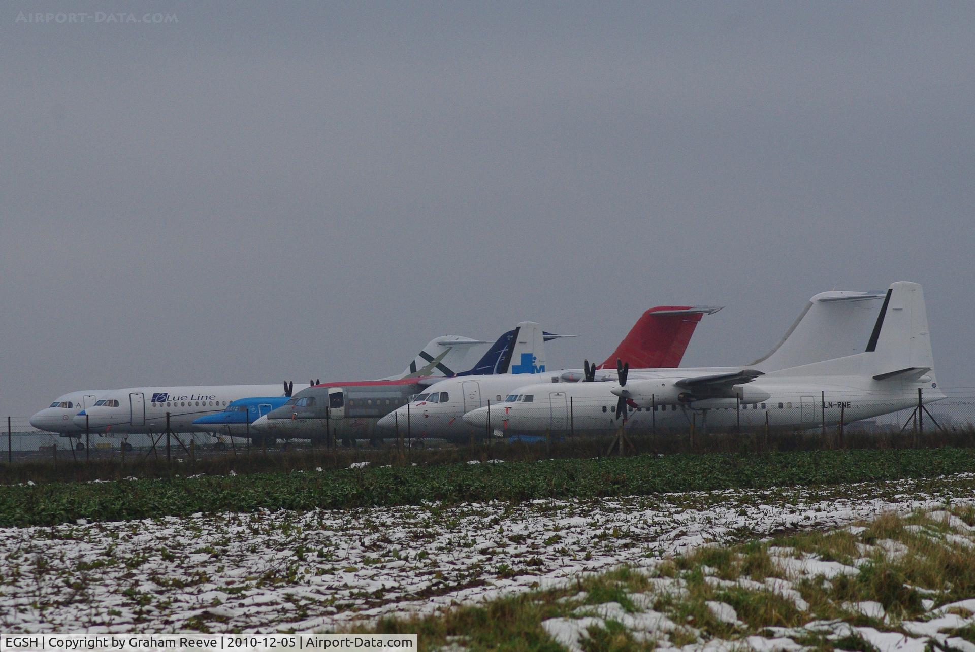 Norwich International Airport, Norwich, England United Kingdom (EGSH) - Some of the aircraft in storeage at Norwich.