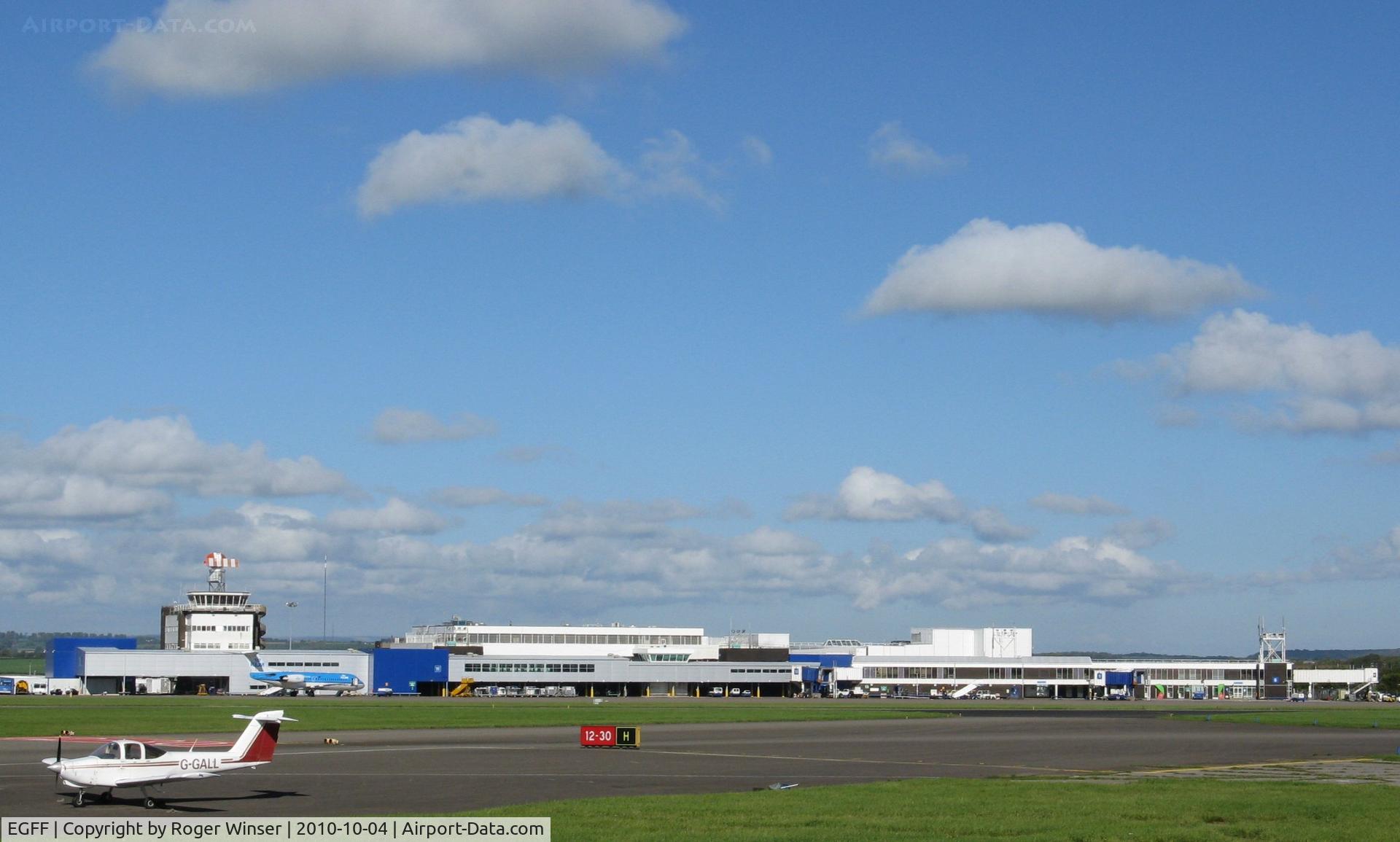 Cardiff International Airport, Cardiff, Wales United Kingdom (EGFF) - View towards terminal buildings