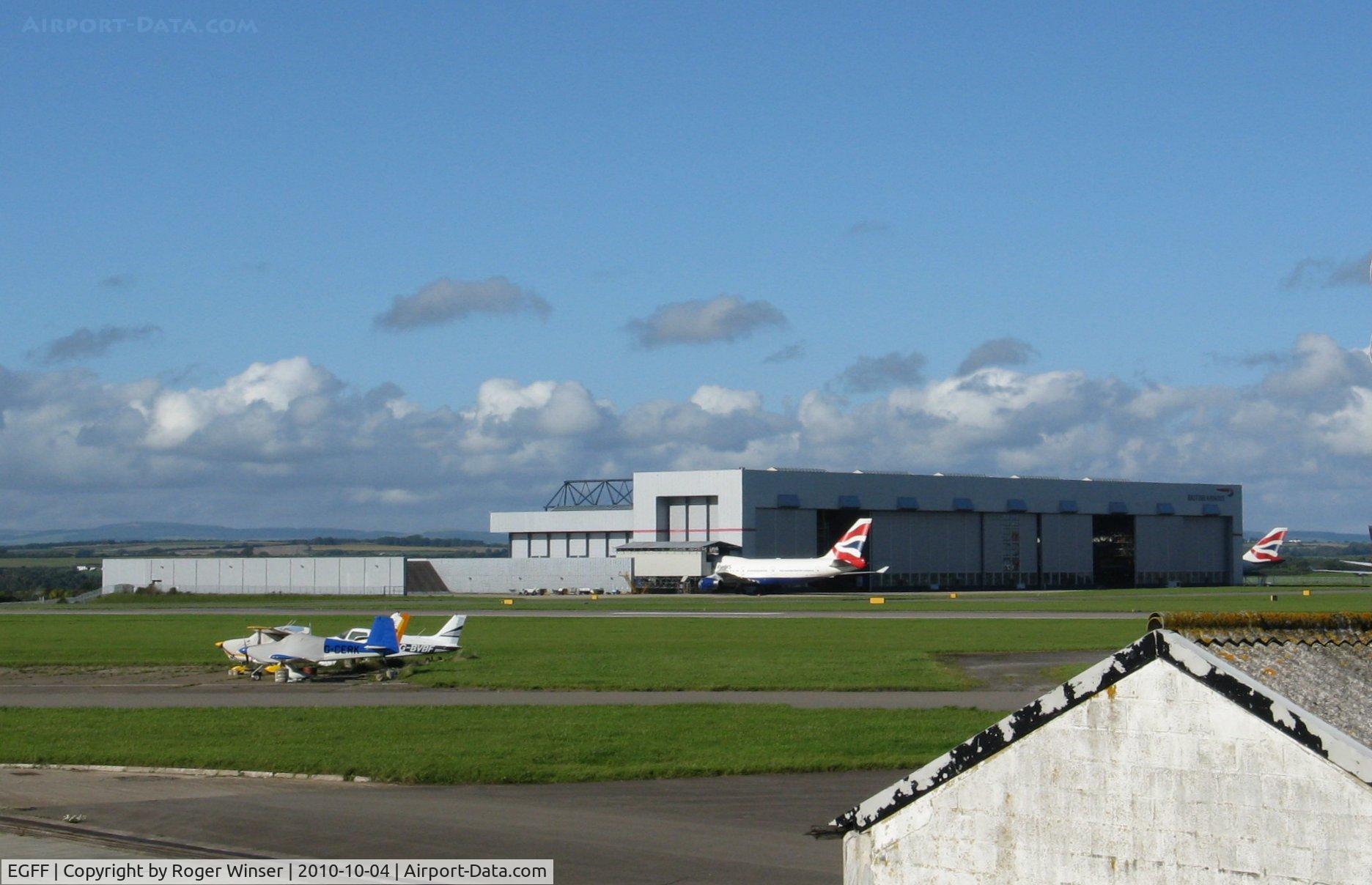 Cardiff International Airport, Cardiff, Wales United Kingdom (EGFF) - View towards BAMC hangar.