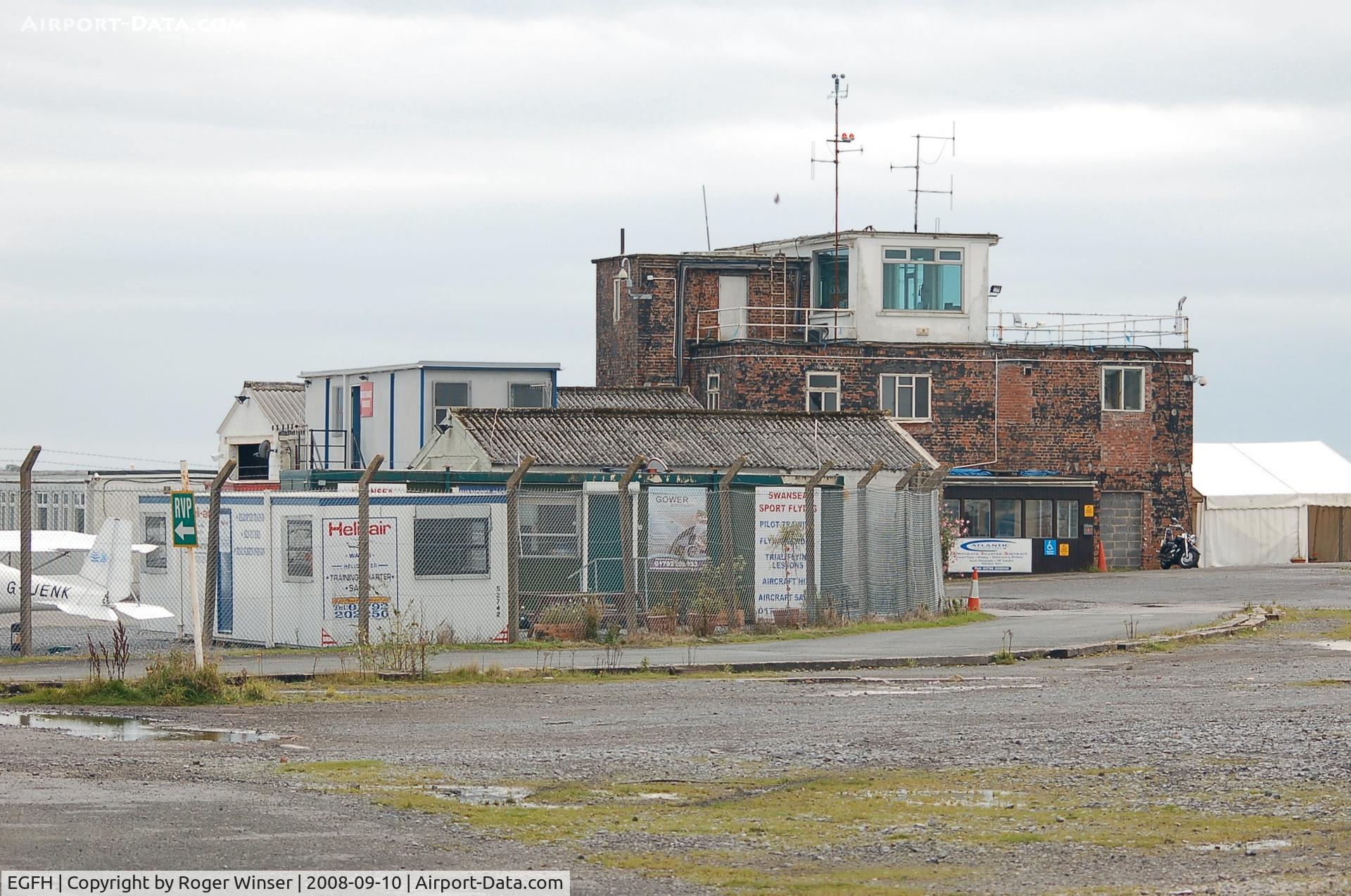 Swansea Airport, Swansea, Wales United Kingdom (EGFH) - Terminal building/control tower with Heli-Air Wales and Swansea Sport Flying offices at Swansea Airport. Autumn 2008.