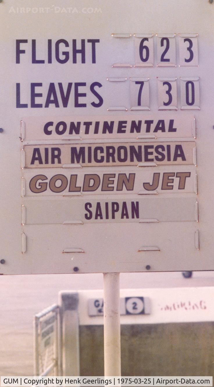 Guam International Airport (GUM) - Gate at Guam Airport. Flt GUM - SPN , Mar '75