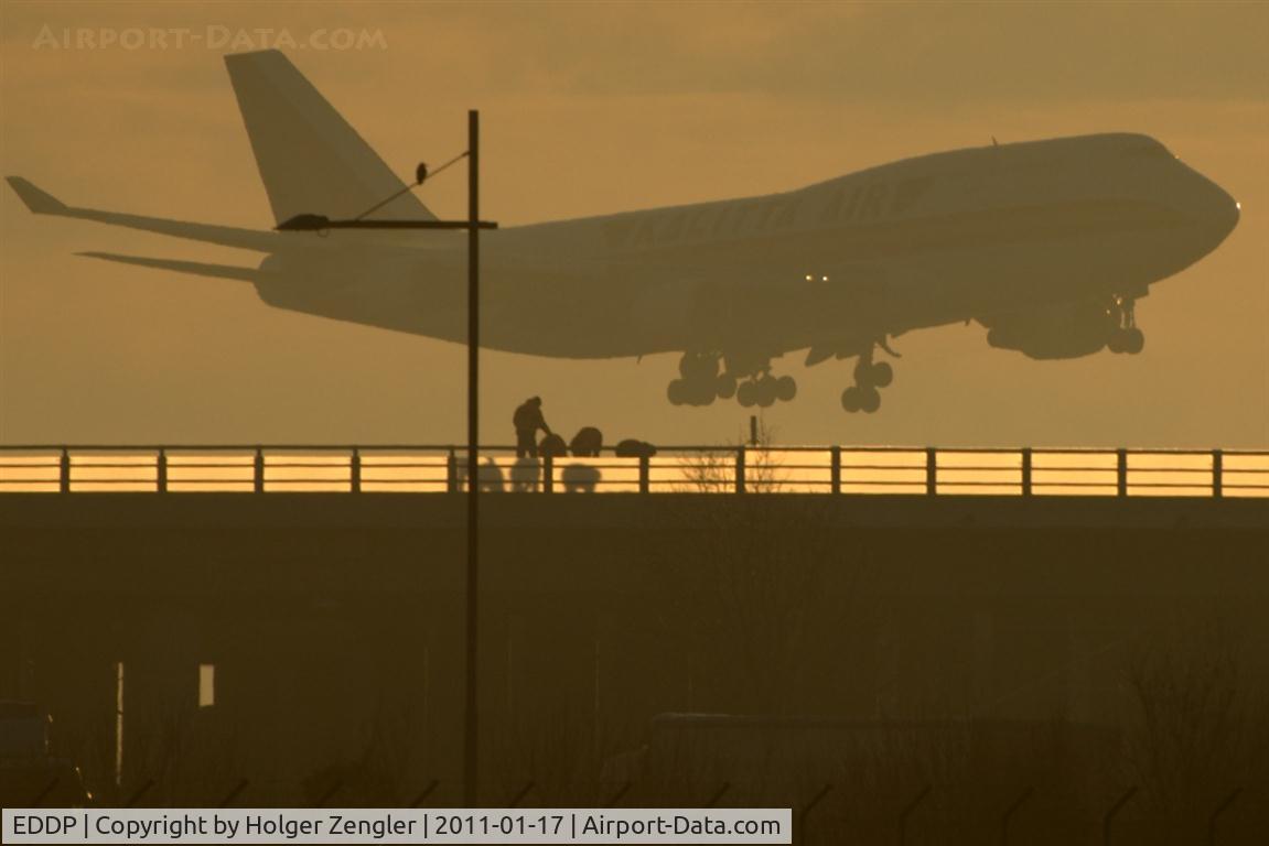 Leipzig/Halle Airport, Leipzig/Halle Germany (EDDP) - Suddenly a 747 came out of sunny cold mornings backlight...